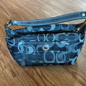 Coach Black Signature Jacquard Shoulder Wristlet